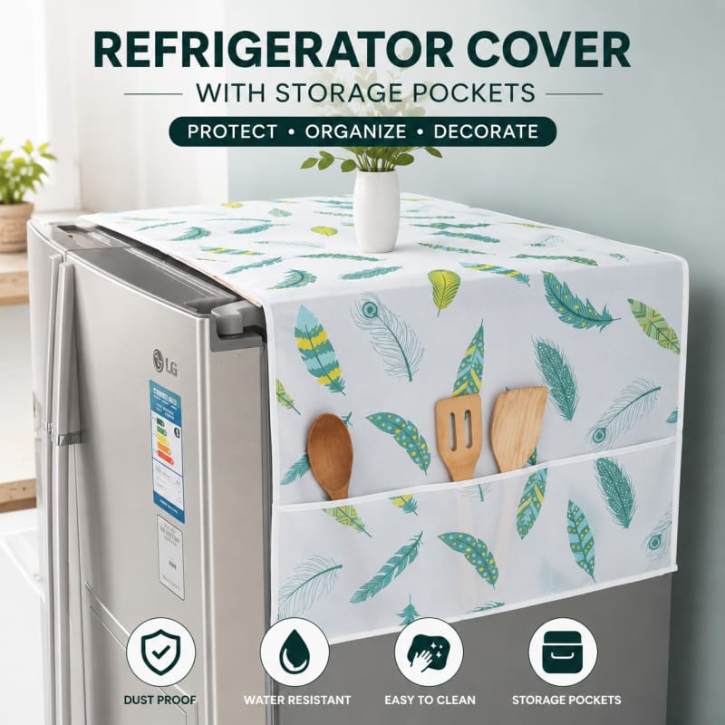 Refrigerator Cover with Storage Pockets – Dust Proof & Water Resistant