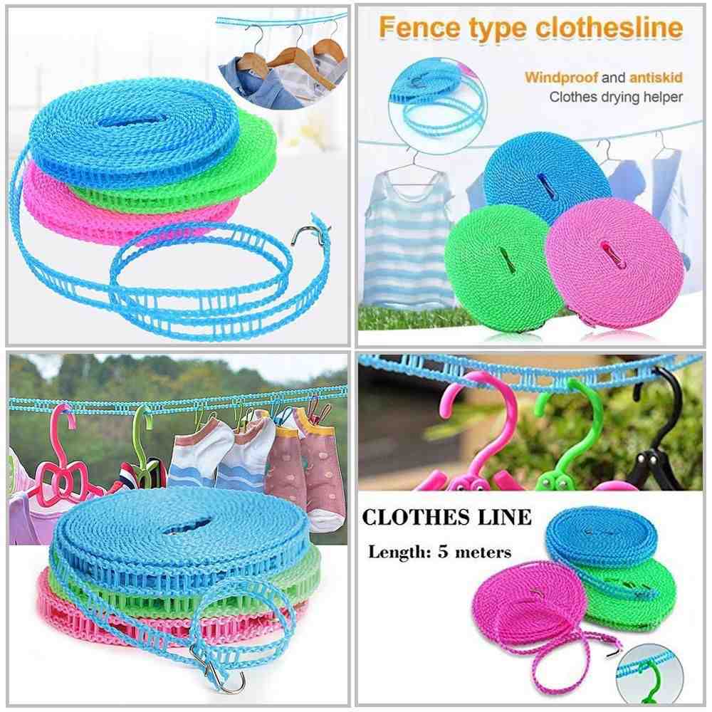 Fence Type Clothesline – 5 Meter Windproof & Antiskid Clothes Drying Rope