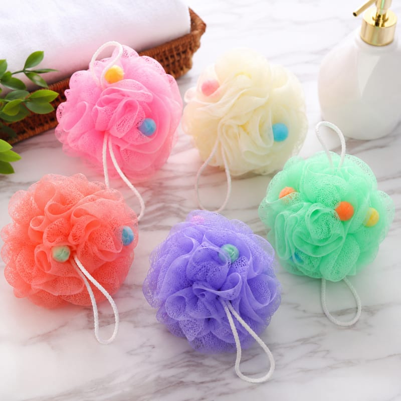 Soft Bath Loofah Shower Puff with Hanging Loop