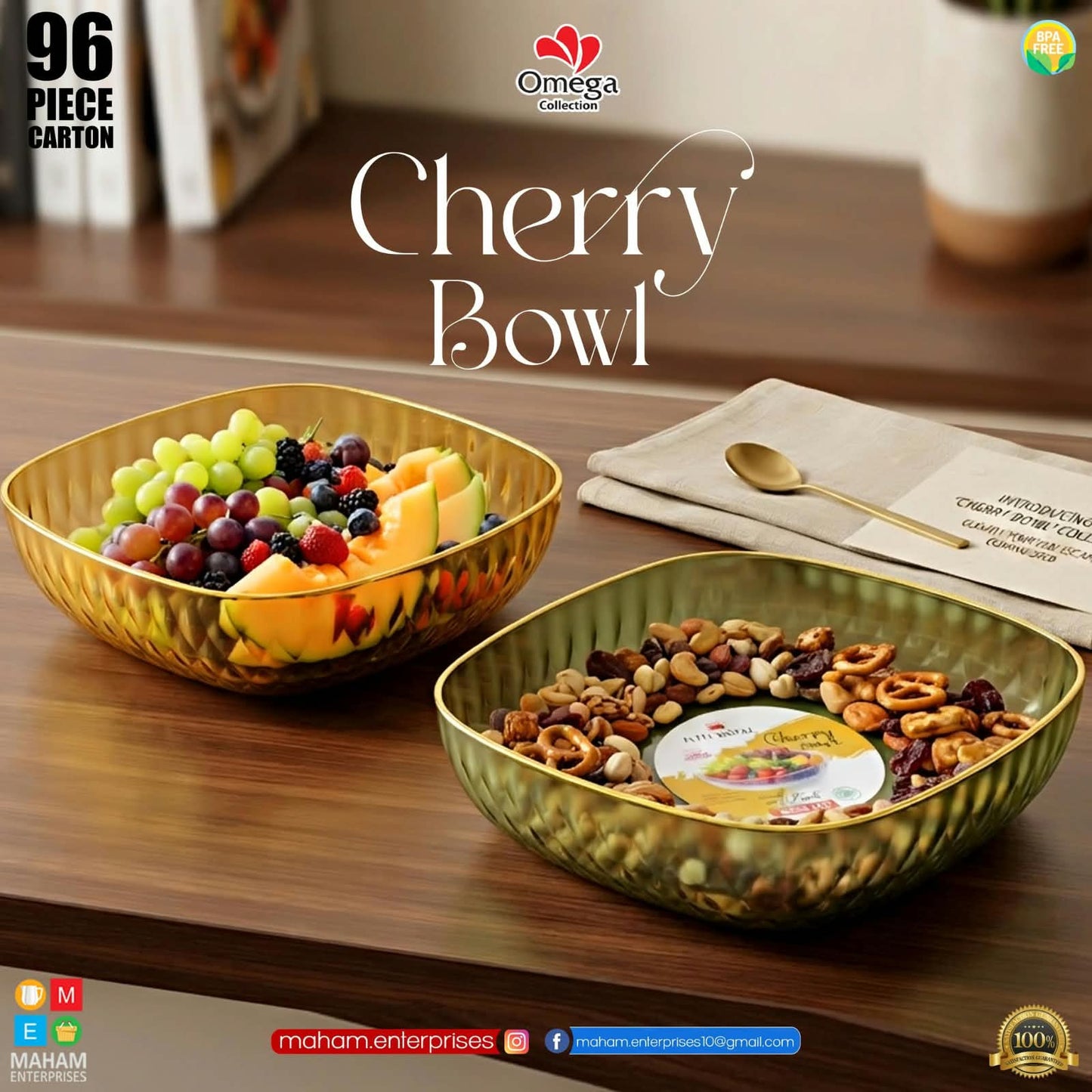 Omega Collection Cherry Bowl – BPA Free | Premium Serving Bowl