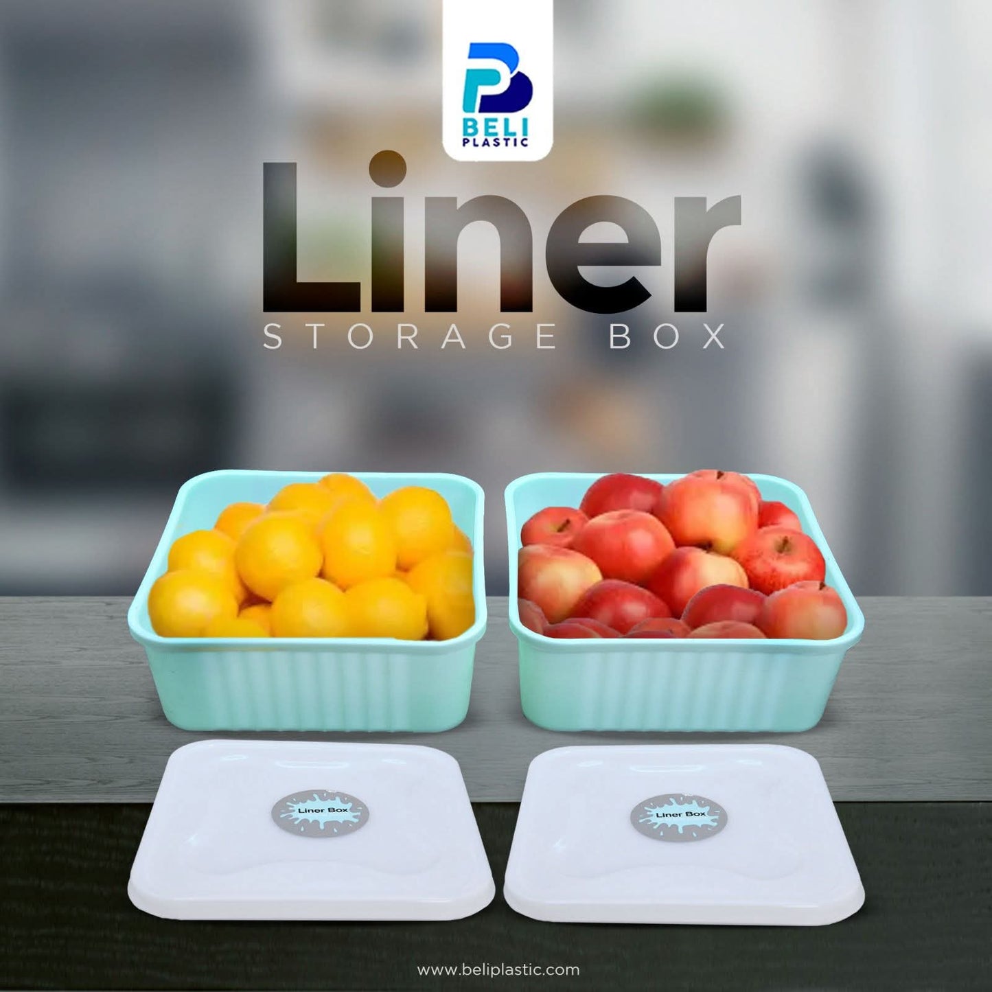 Beli Plastic Liner Storage Box with Lid – Set of 2