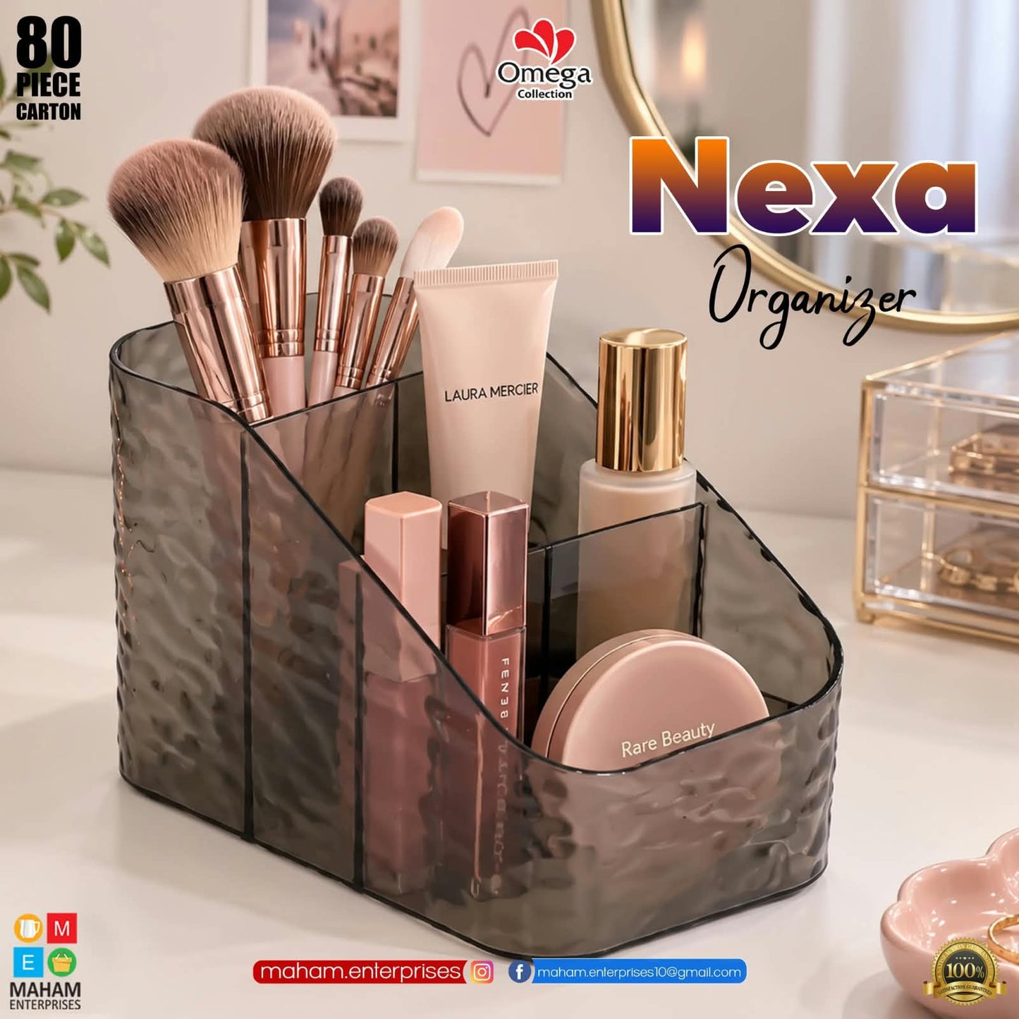 Nexa Organizer – Smoky Translucent Makeup & Vanity Organizer