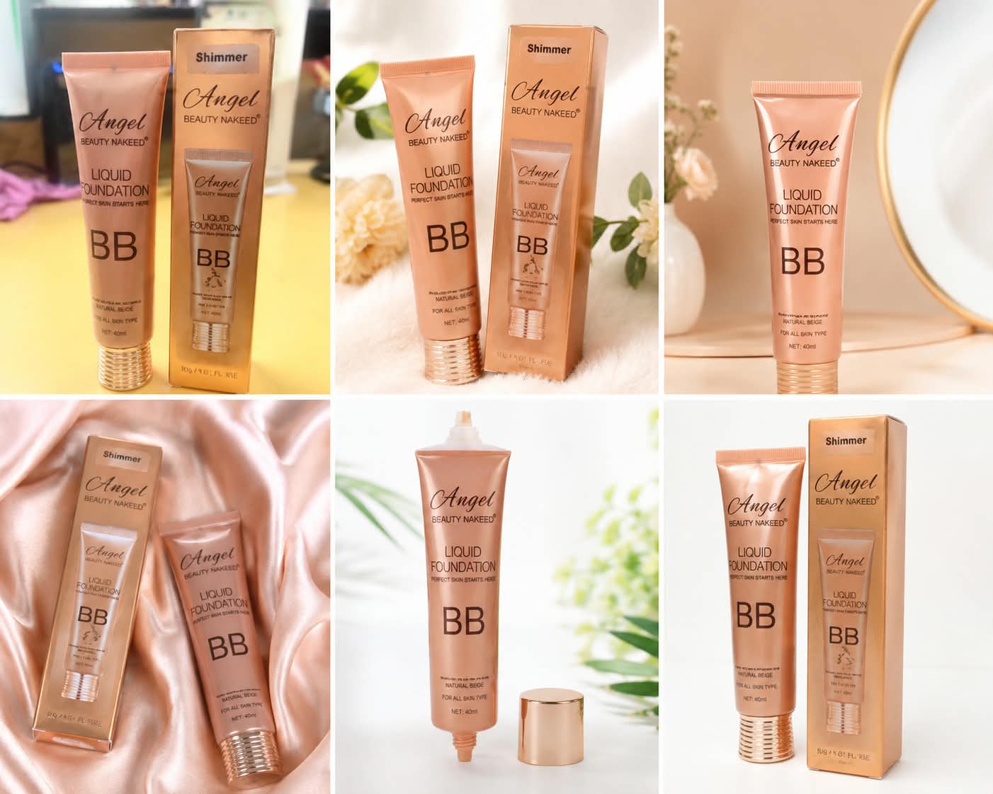Angel Beauty Nakeed BB Liquid Foundation – Shimmer | Natural Beige | 40ml