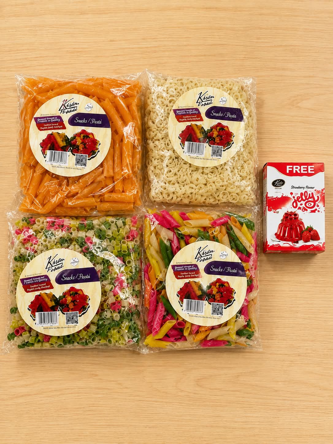 Kissan Popasi Snacks & Pasta Bundle – 4 Bags + Free Strawberry Jelly