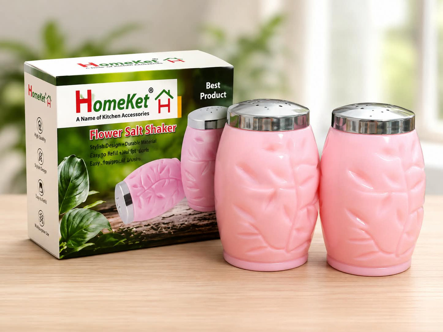HomeKet Flower Salt Shaker Set – Pack of 2