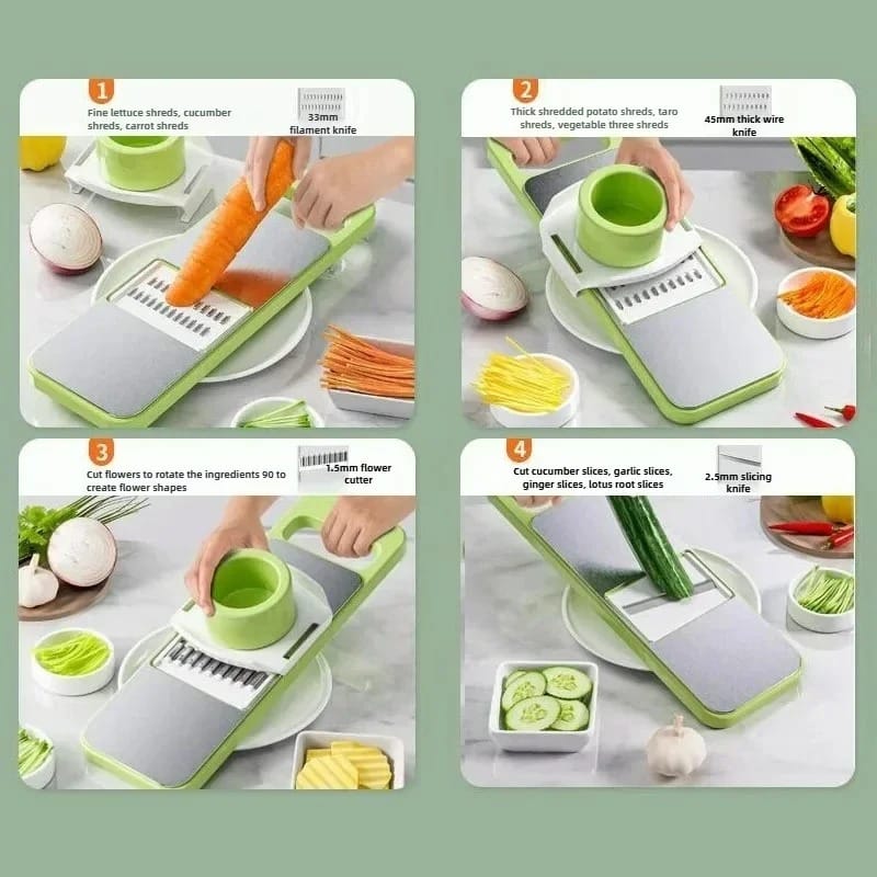 4-in-1 Multifunctional Vegetable Slicer & Grater with Interchangeable Blades