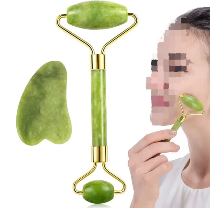 Jade Roller & Gua Sha Set – Natural Face Massager