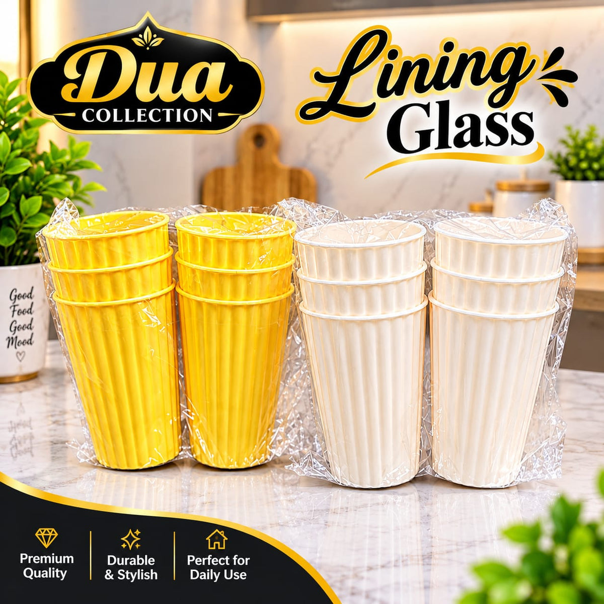 Dua Collection Lining Glass ā Pack of 6 | Premium Quality