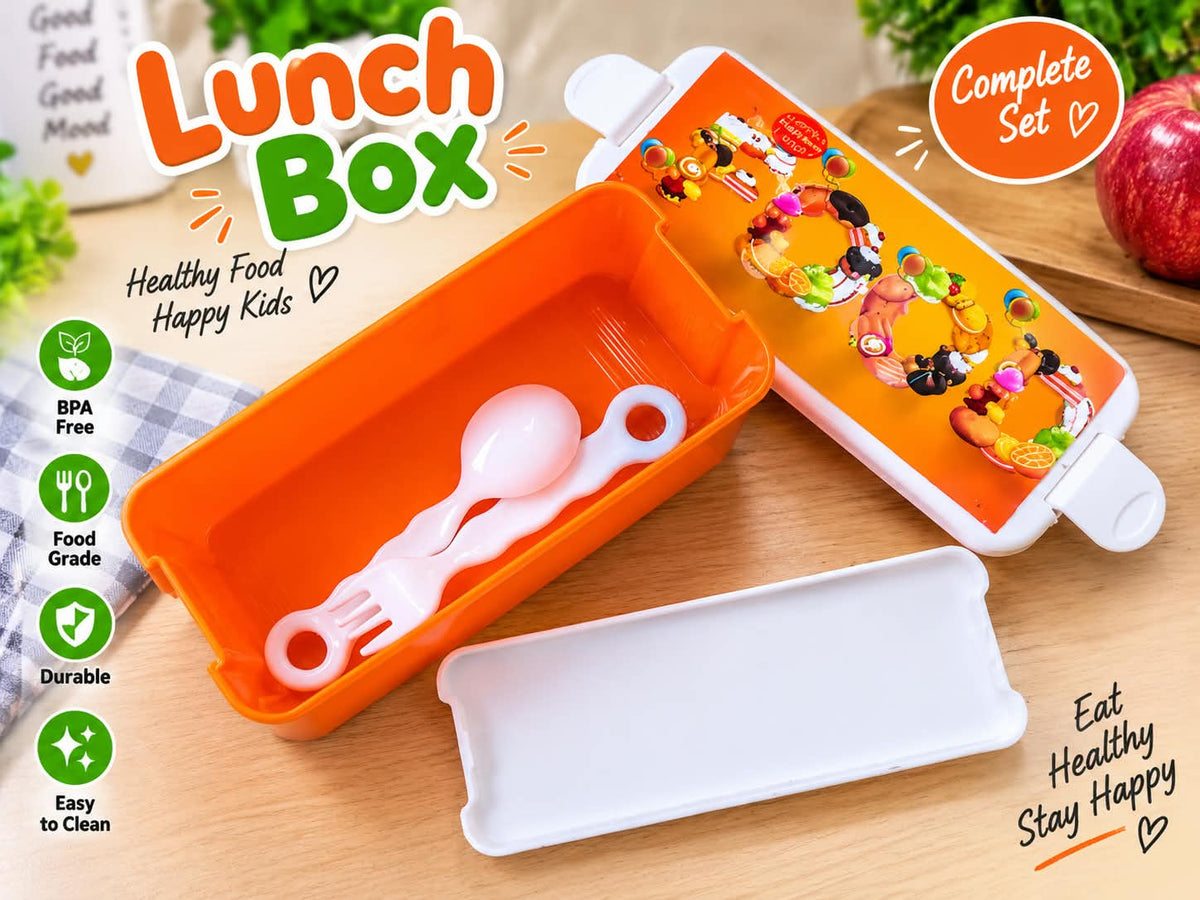 Kids Lunch Box ā Complete Set with Spoon & Fork | BPA Free