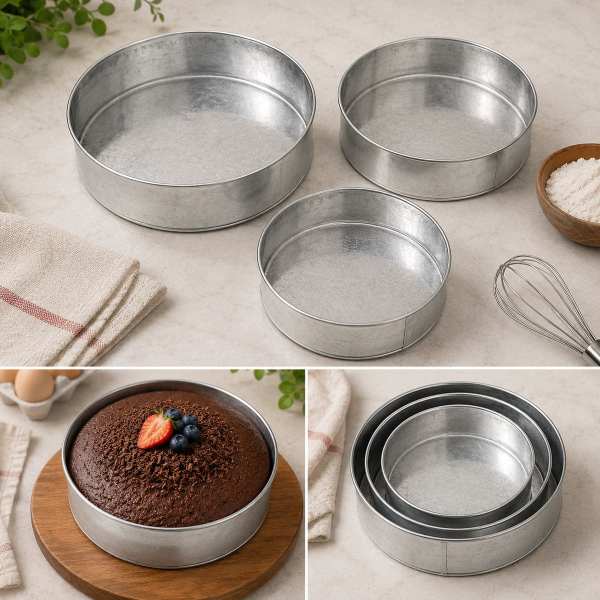 Round Cake Tin Set – 3 Sizes (6", 8", 10")