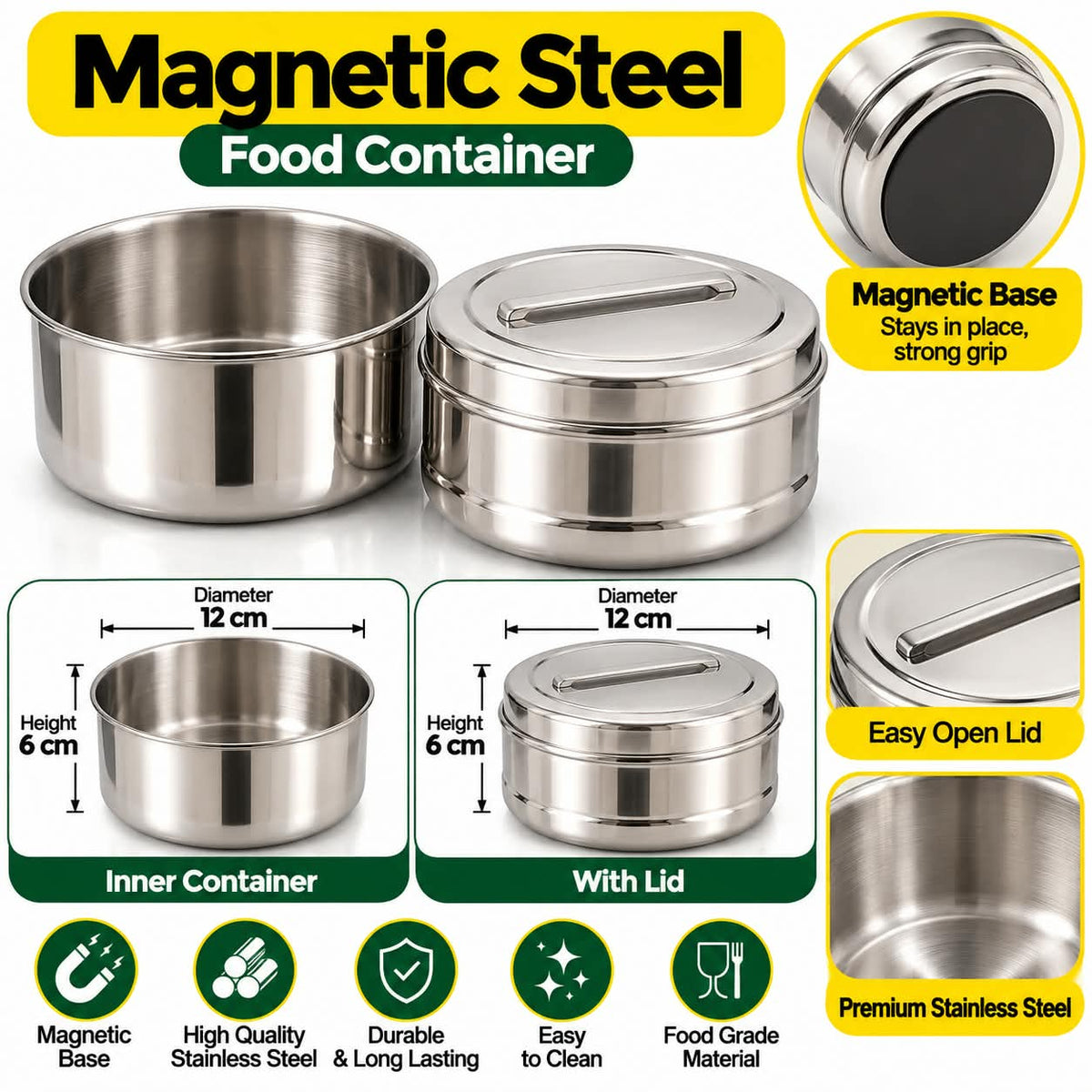 Magnetic Steel Food Container