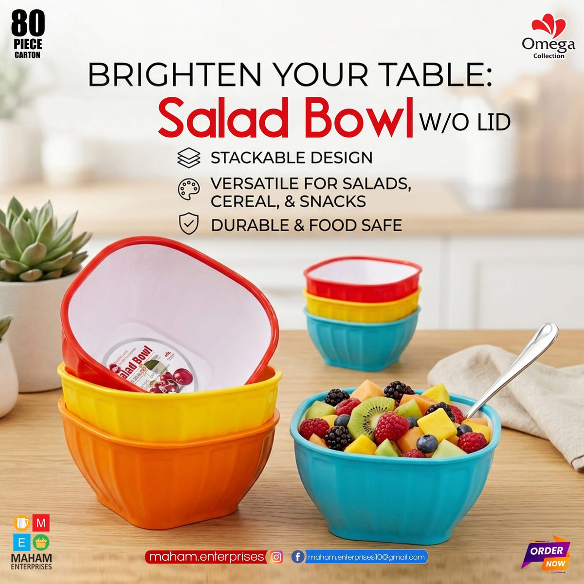 Omega Square Salad Bowl