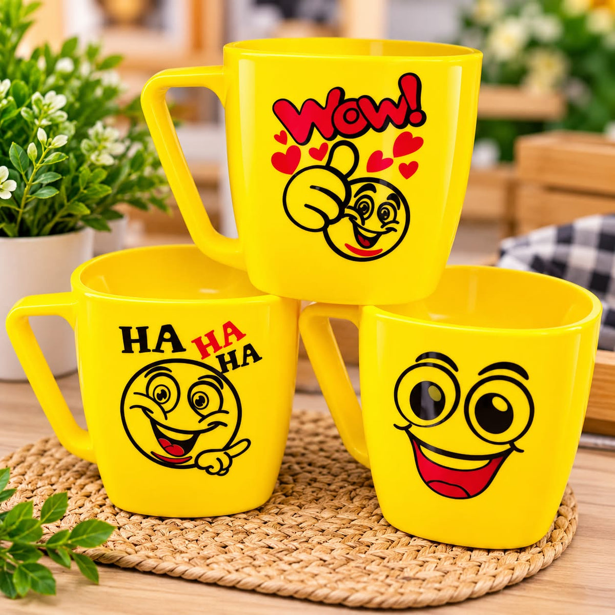 Yellow Emoji Print Mug 1 pcs