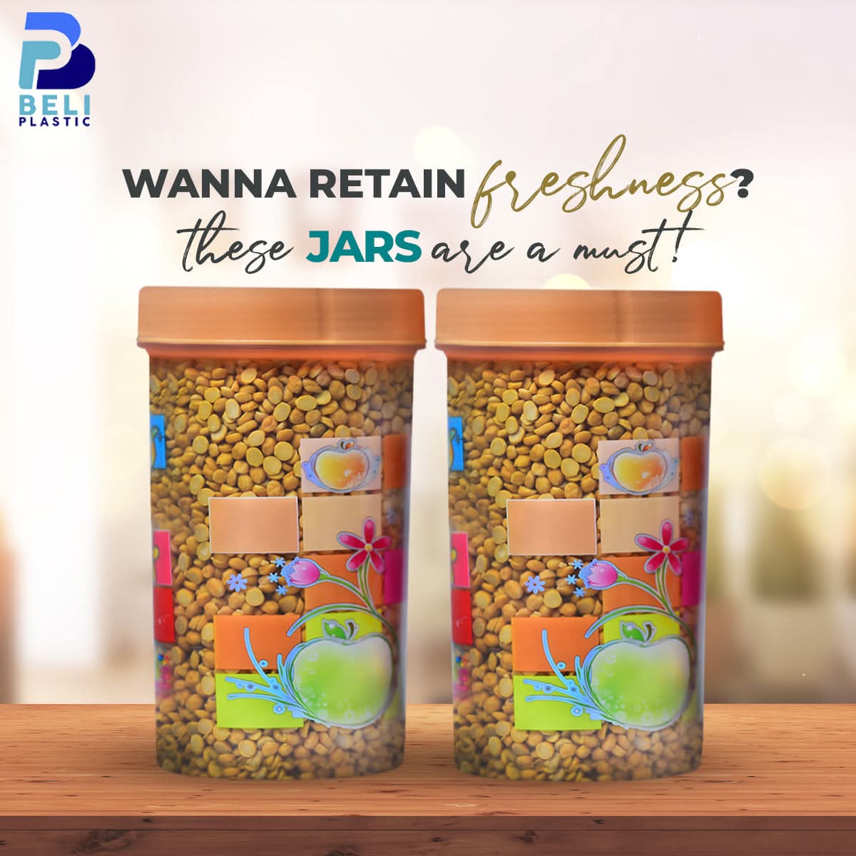 Beli Plastic Printed Kitchen Storage Jar