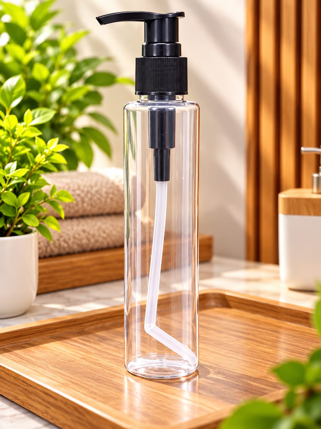 Clear Pump Dispenser Bottle with Black Pump