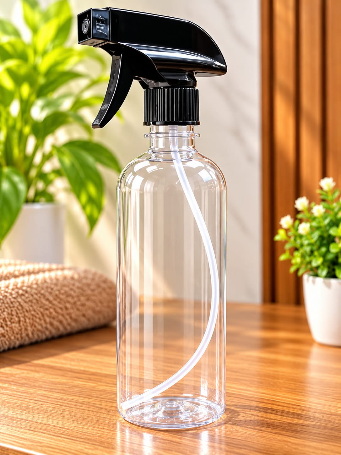 Clear Spray Bottle with Black Trigger