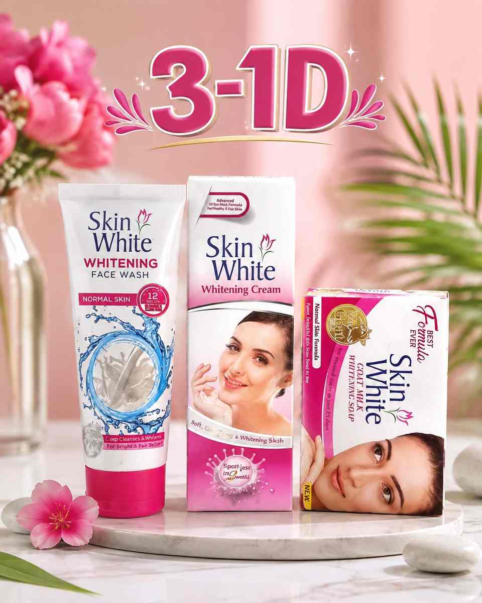 Skin White 3-in-1 Whitening Kit ā Face Wash, Whitening Cream & Goat Milk Soap