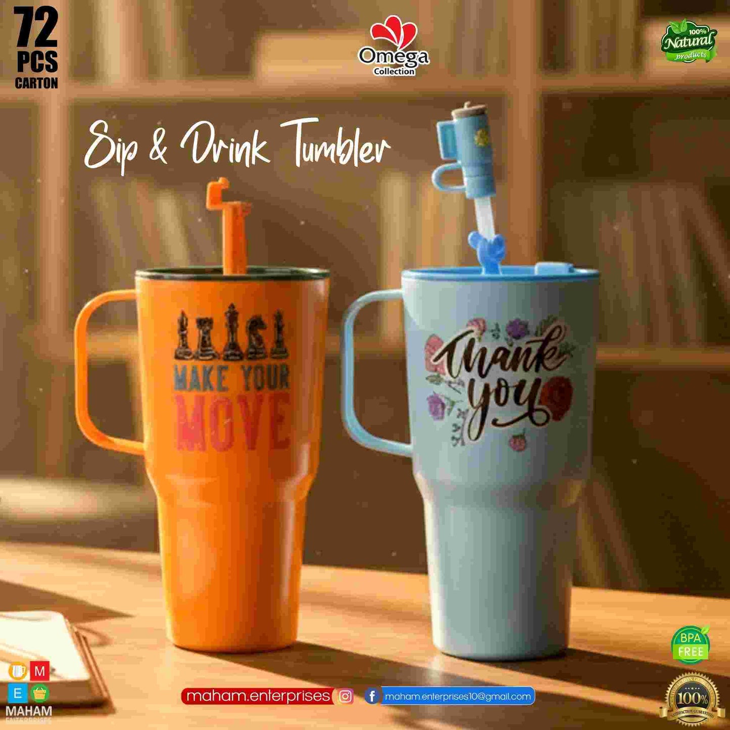 Sip & Drink Tumbler 750ml – BPA Free | Omega Collection (Multiple Colors & Characters)