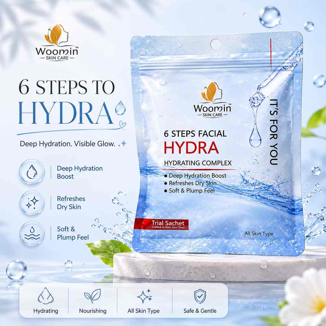 Woomin 6 Steps Facial Hydra Hydrating Complex - Trial Sachet | All Skin Types by