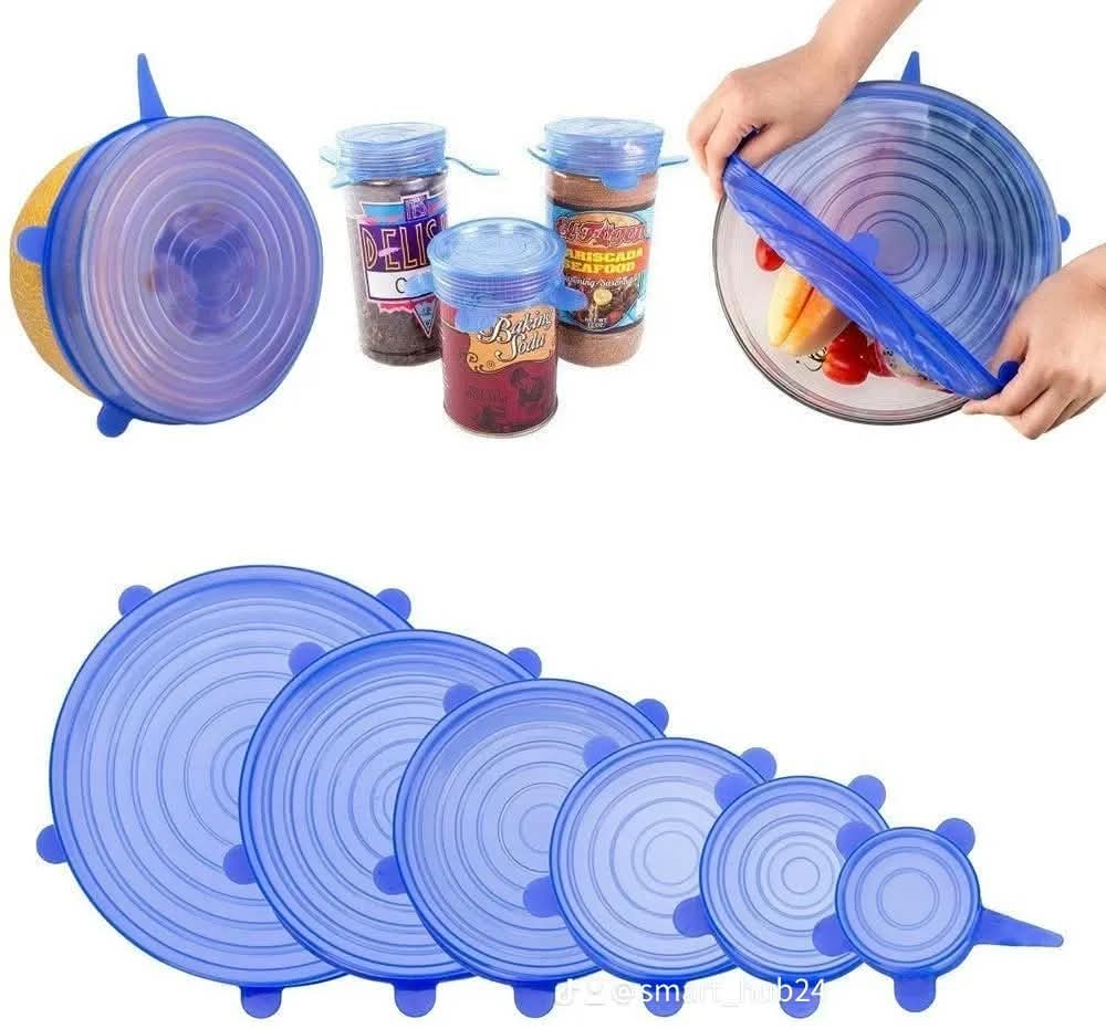 6-Piece Stretch Lid Set – Blue