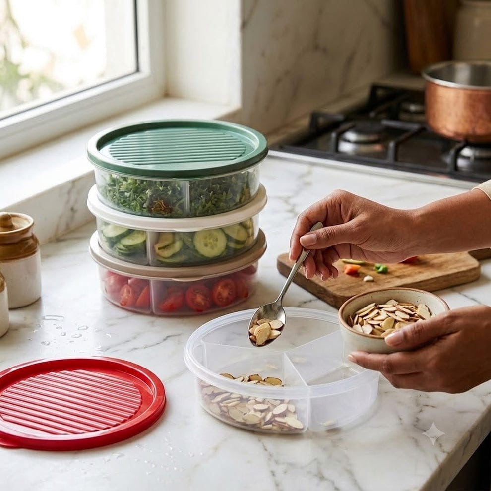 Round Food Storage Containers with Dividers