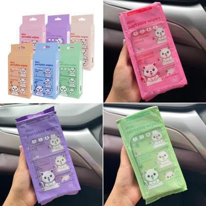 Mini Portable Wipes – Cute Cat Design | Travel-Friendly Wet Wipes