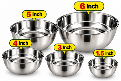 Silver Kitchen Bowls – Assorted Sizes