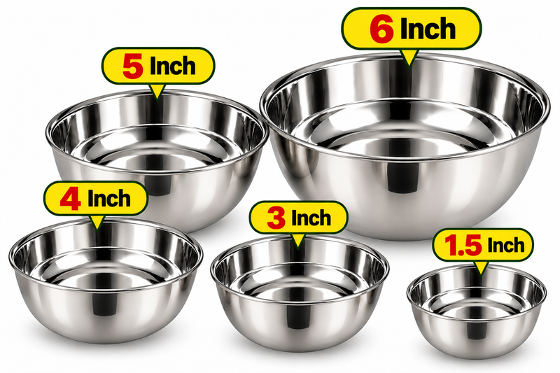 Silver Kitchen Bowls – Assorted Sizes