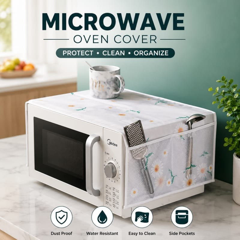 Microwave Oven Cover – Dust Proof, Water Resistant with Side Pockets