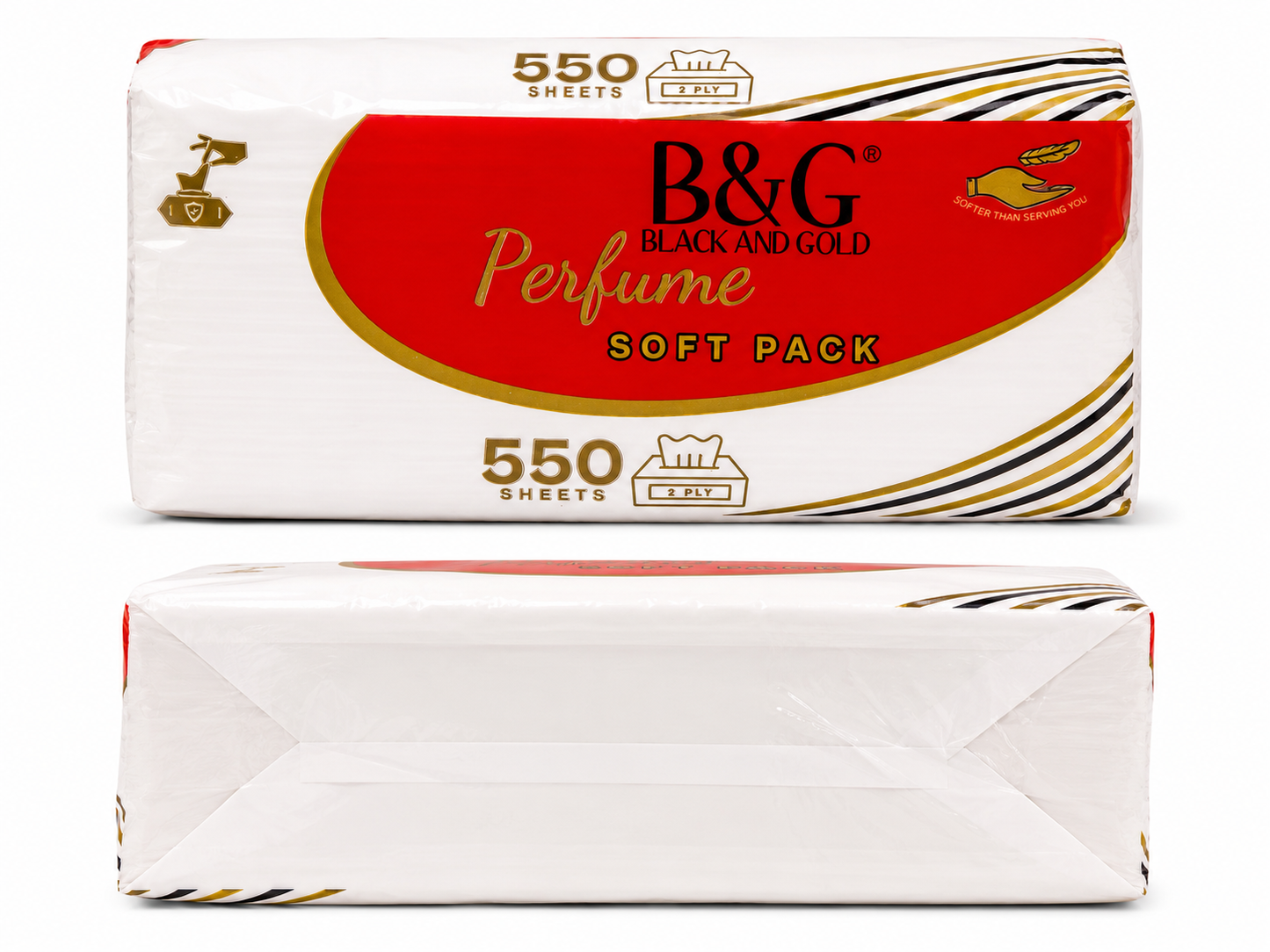B&G Black and Gold Perfume Soft Pack – 550 Sheets 2 Ply