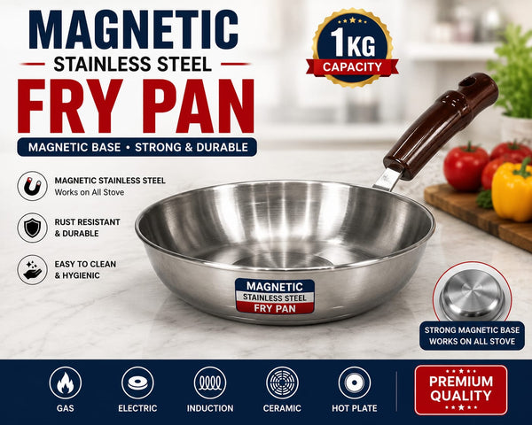 Magnetic Steel Fry Pan – 1 KG Capacity
