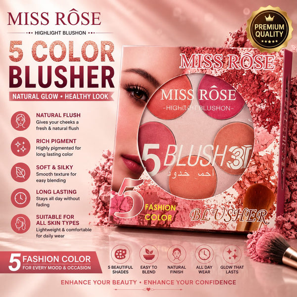 Miss Rose 5 Color Highlight Blusher Palette
