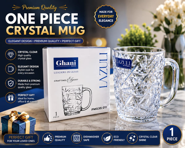 Lazuli Crystal Mug by Ghani Glass – 1 Piece (PMG35-211)