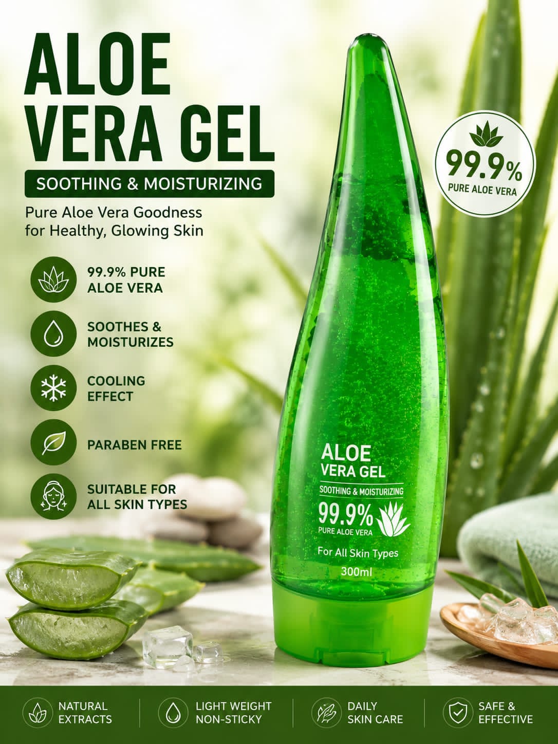 Aloe Vera Gel 300ml | 99.9% Pure | Soothing & Moisturizing