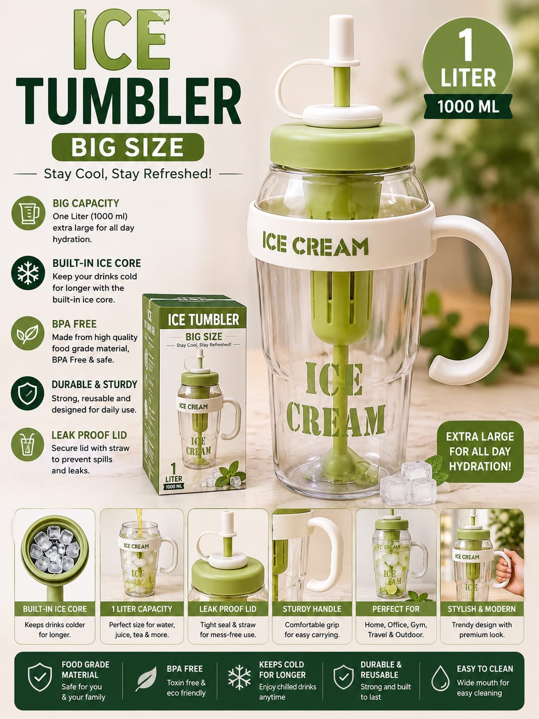 Ice Tumbler Big Size 1 Liter