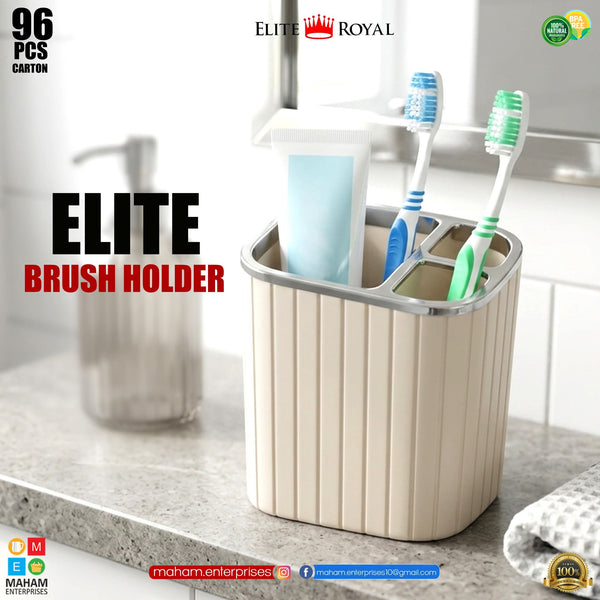 Elite Brush Holder – 4 Compartment Toothbrush Organizer (Elite Royal)