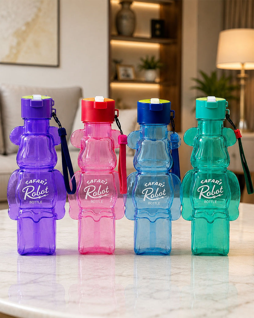 Safari Robot Bottle | Kids Water Bottle with Straw & Wrist Strap