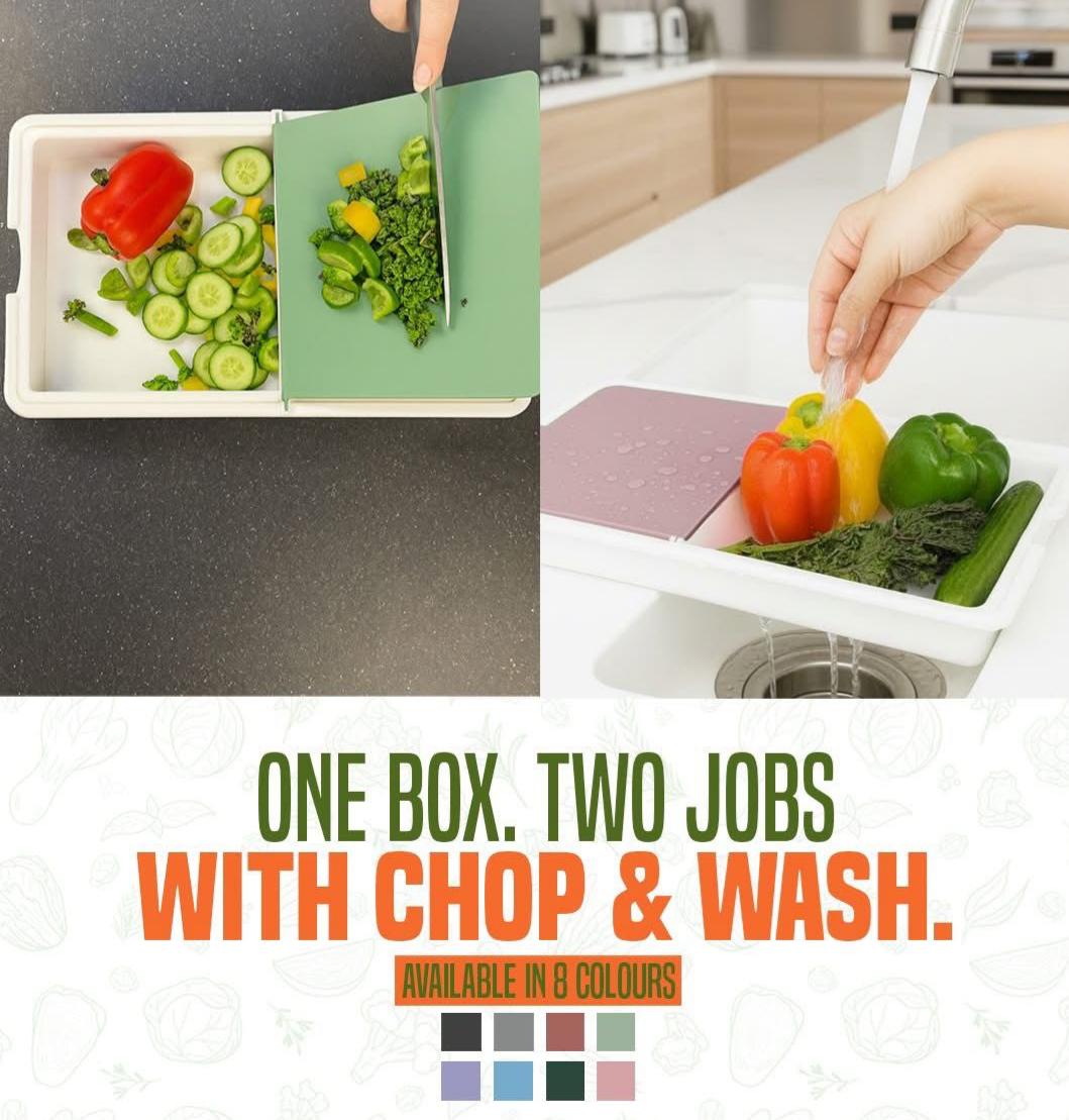 2-in-1 Chop & Wash Box – Cutting Board with Drain Basket