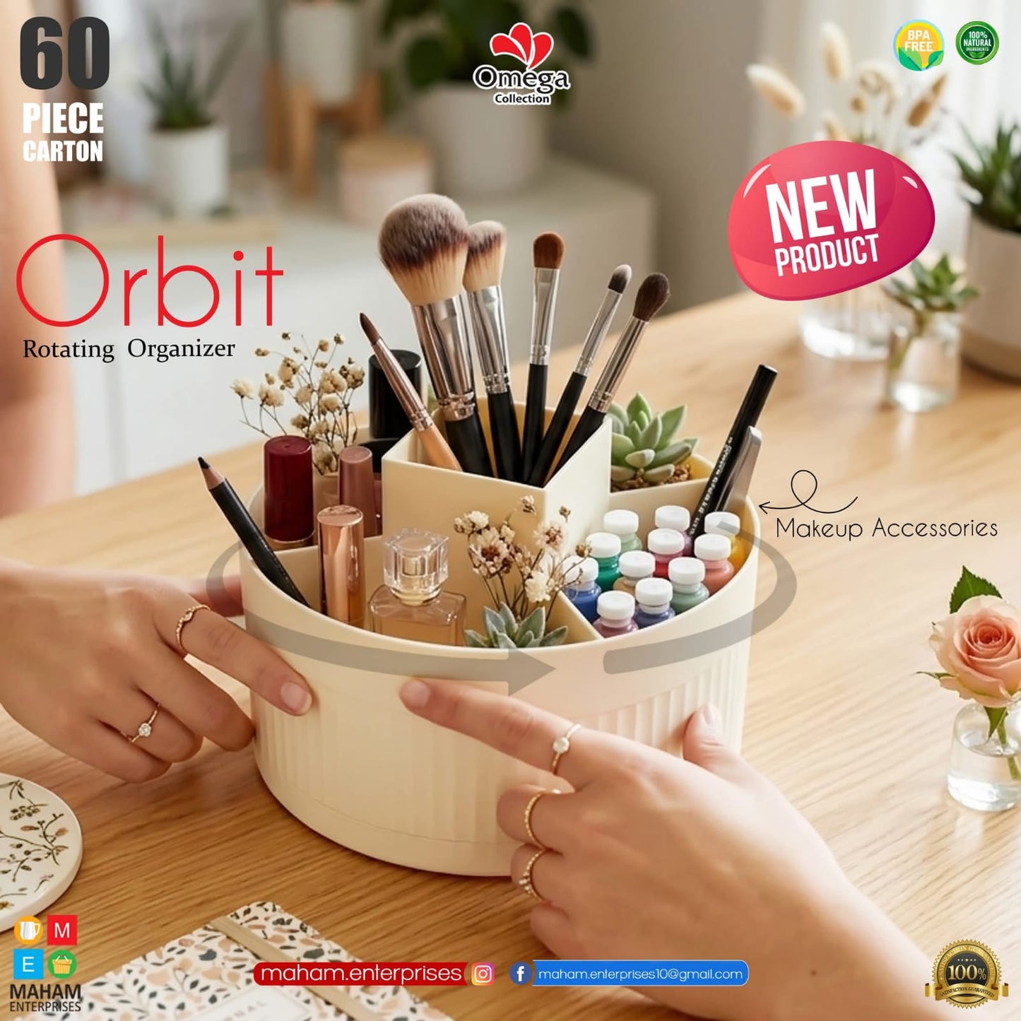 Orbit Rotating Organizer – 360° Makeup & Accessories Caddy by Omega Collection