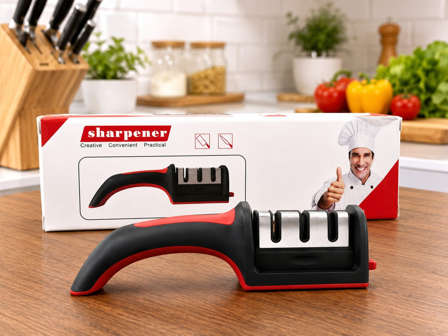 3-Stage Professional Knife Sharpener – Creative, Convenient & Practical