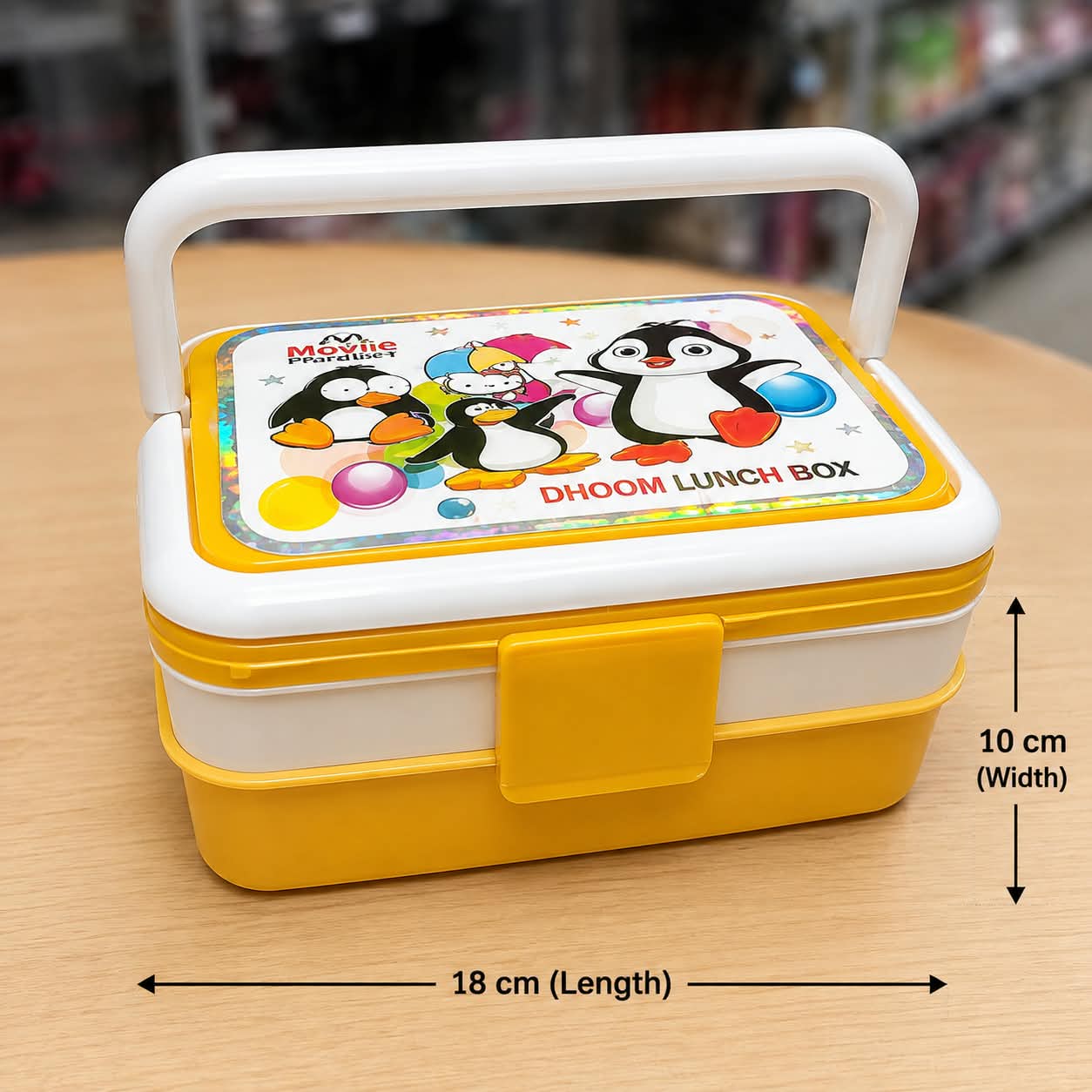 Dhoom Kids Lunch Box with Spoon – 2-Layer Penguin Design