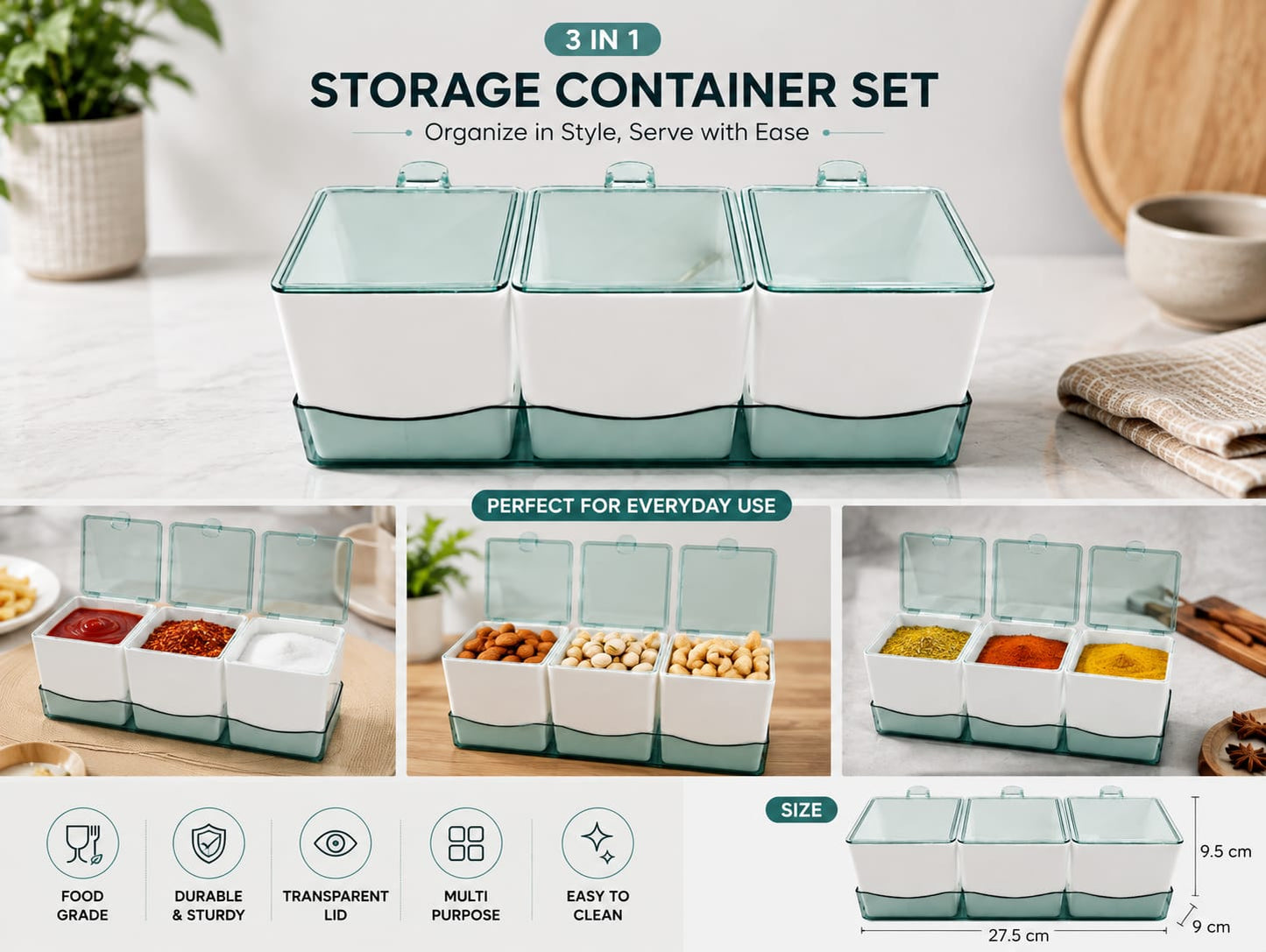 3-in-1 Storage Container Set – Organize in Style, Serve with Ease