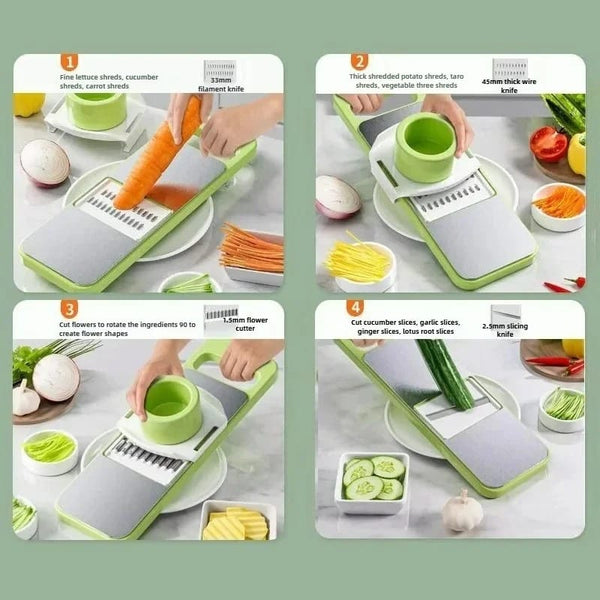 4-in-1 Multifunctional Vegetable Slicer & Grater with Interchangeable Blades