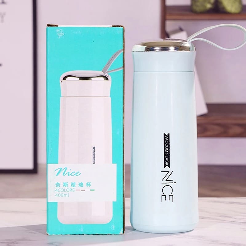 Nice Vacuum Flask 400ml – Glass Thermos Bottle (4 Colors)