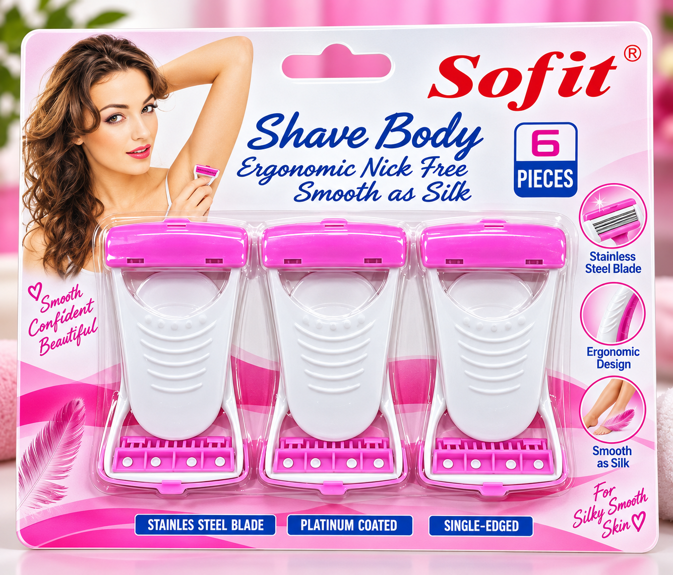 Sofit Shave Body Razor – 6 Pieces | Ergonomic Nick Free