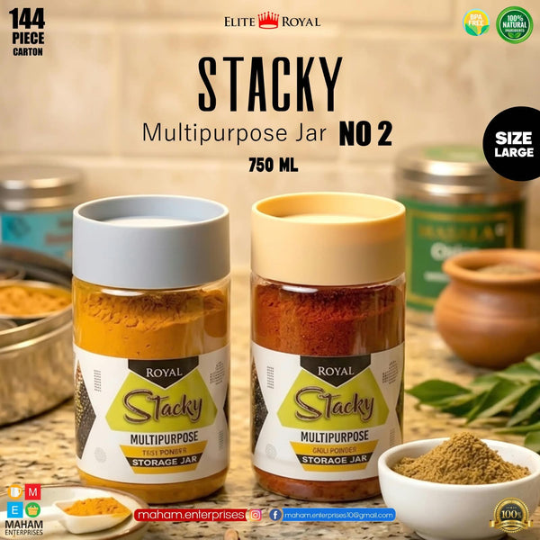 Stacky Multipurpose Storage Jar No. 2 – 750ml Large | BPA Free | Elite Royal