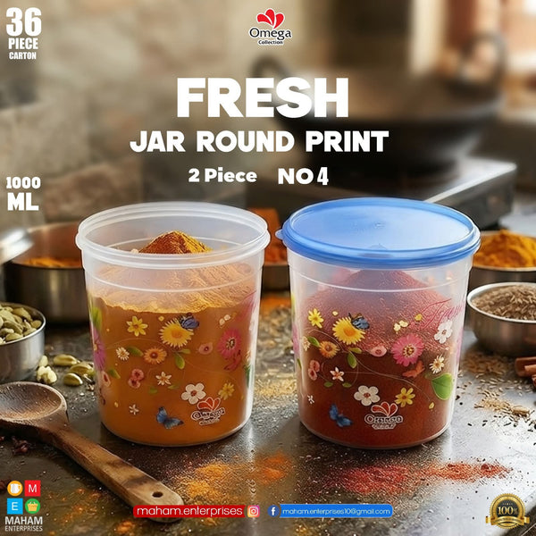 Fresh Jar Round Print No.4 – 2 Piece Set (1000ml)