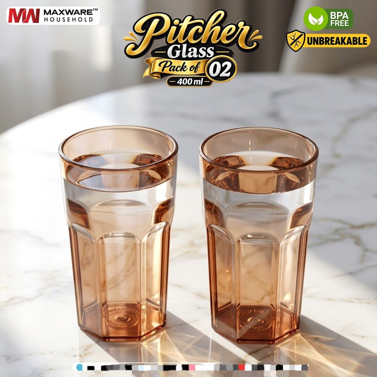Maxware Pitcher Glass Pack of 2 – 400ml
