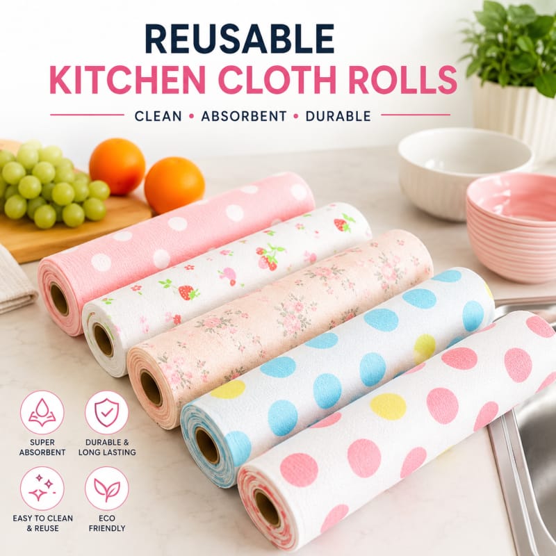 Reusable Kitchen Cloth Rolls – Super Absorbent | Eco Friendly