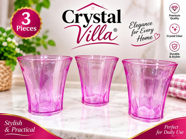 Crystal Villa Glass – Pack of 3 | Crystal Clear | Premium Quality
